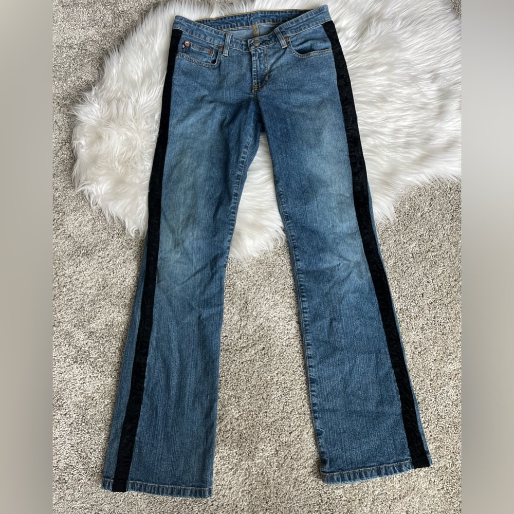 Vintage Polo Jeans Company Ralph Lauren Womens Stretch Kelly Velvet Stripe 2 - Picture 2 of 6